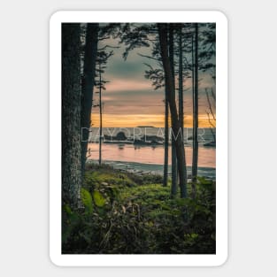 Daydreamer; Pacific Northwest Beach at Sunset Sticker